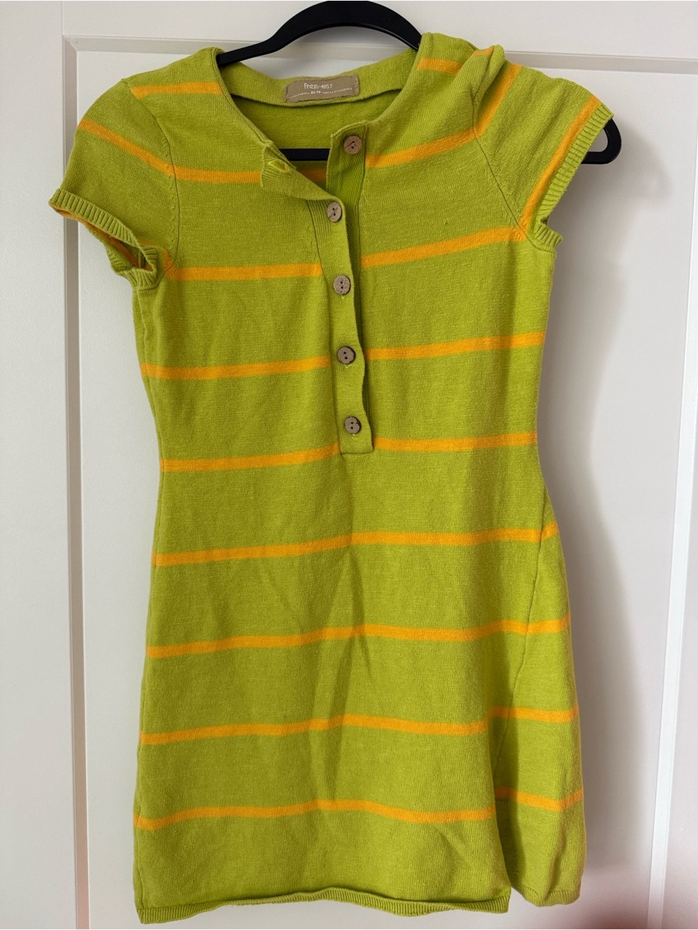 Free People free-est Sinclair Sweater Mini Dress Lime Combo XS Striped Knit - Picture 3 of 7